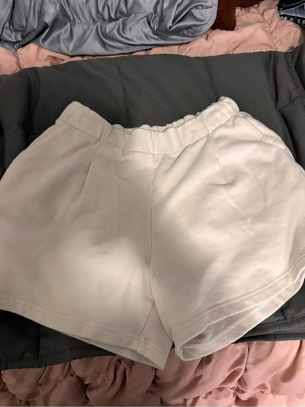 aerie Go-To Fleece Short High Waist Shorts White Medium